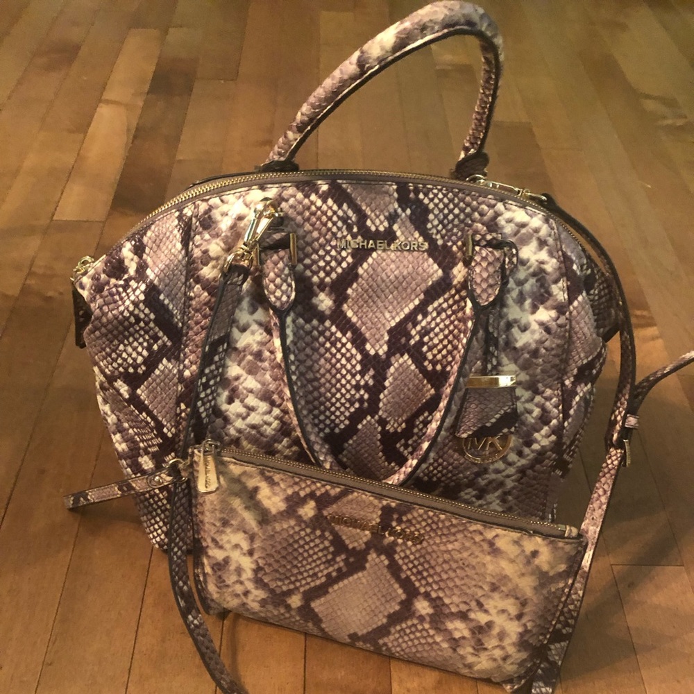 Michael Kors Selma Snake Leather Satchel